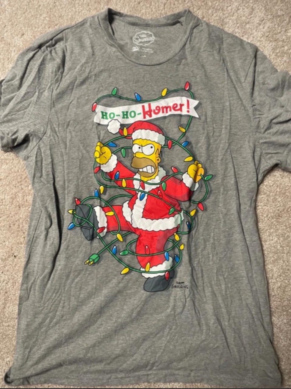 The Simpsons 'Ho-Ho-Homer' Gray Holiday Graphic Tee